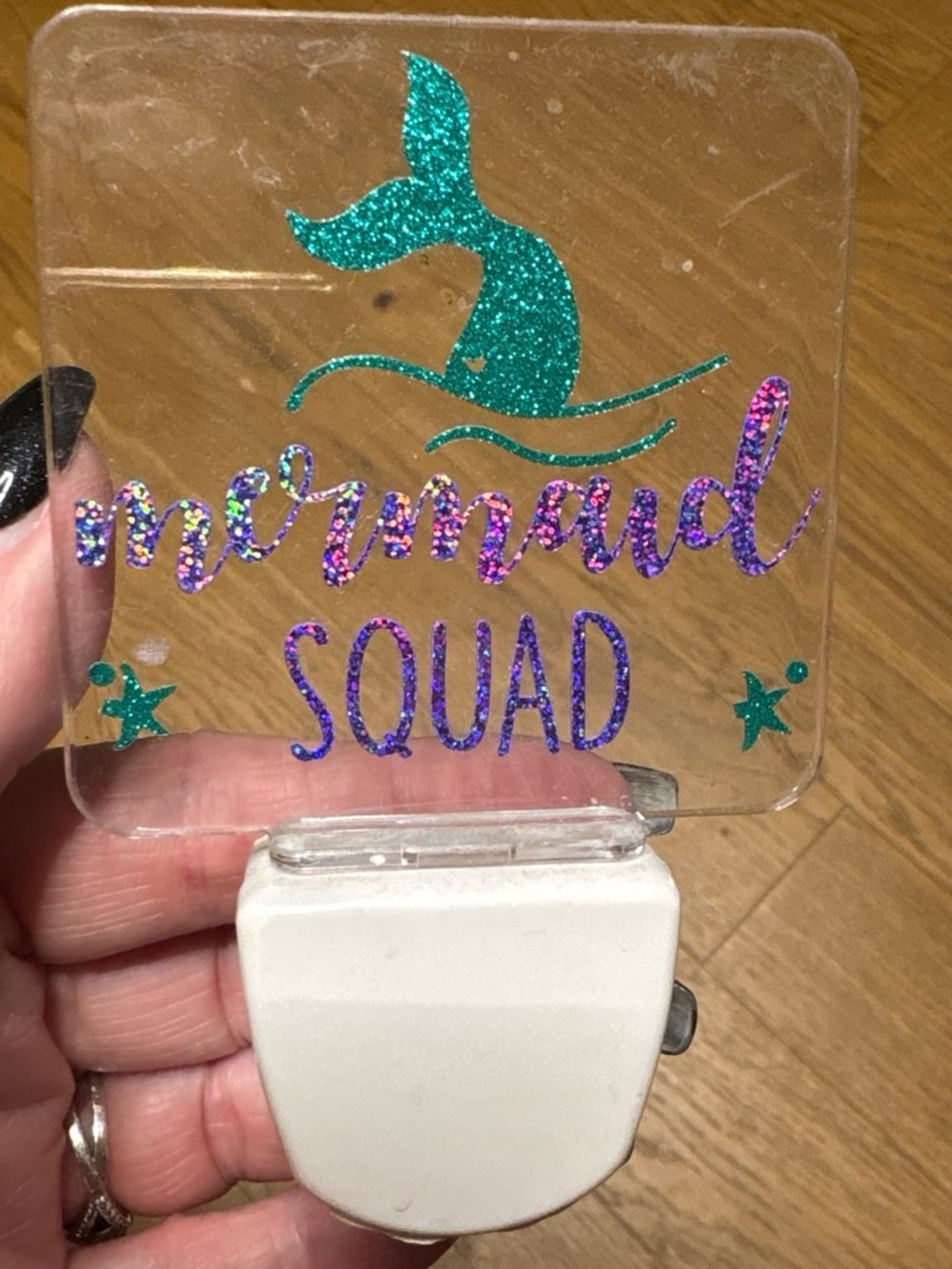 Mermaid Squad Glitter Night Light Insert - Teal and Purple
